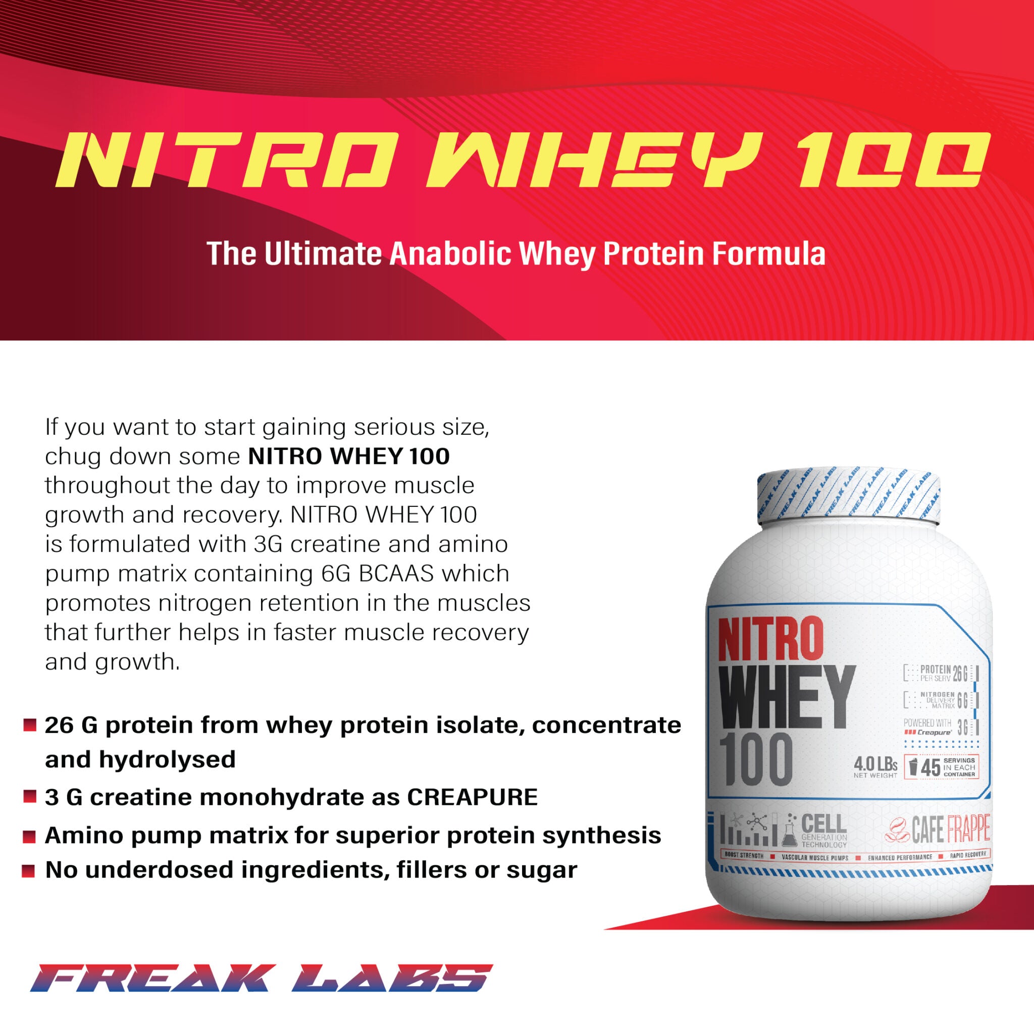 FREAK LABZ NITRO WHEY 100 WITH CREATINE