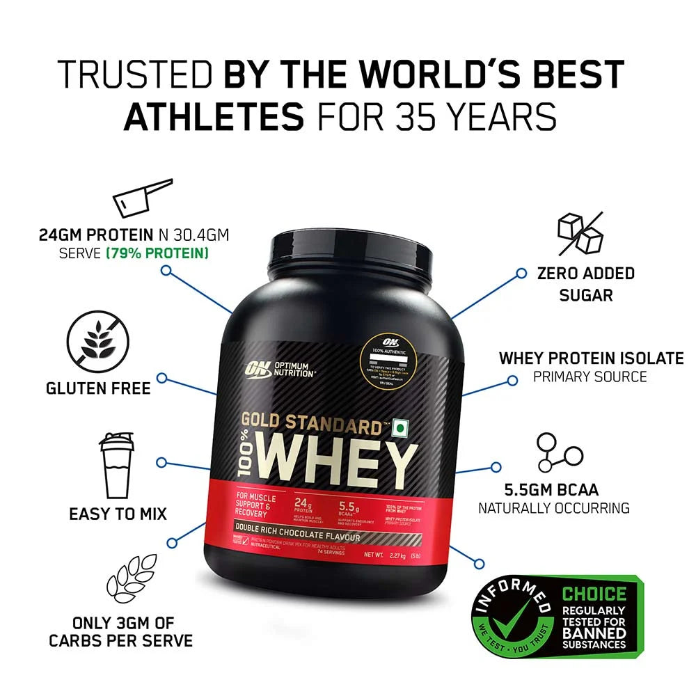 ON ( Optimum Nutrition ) Gold Standard 100% Whey Protein, 2.27 kg (5lbs)