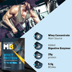 MuscleBlaze 100% Whey Protein Supplement Powder with Digestive Enzyme, 1 kg - Health Core India