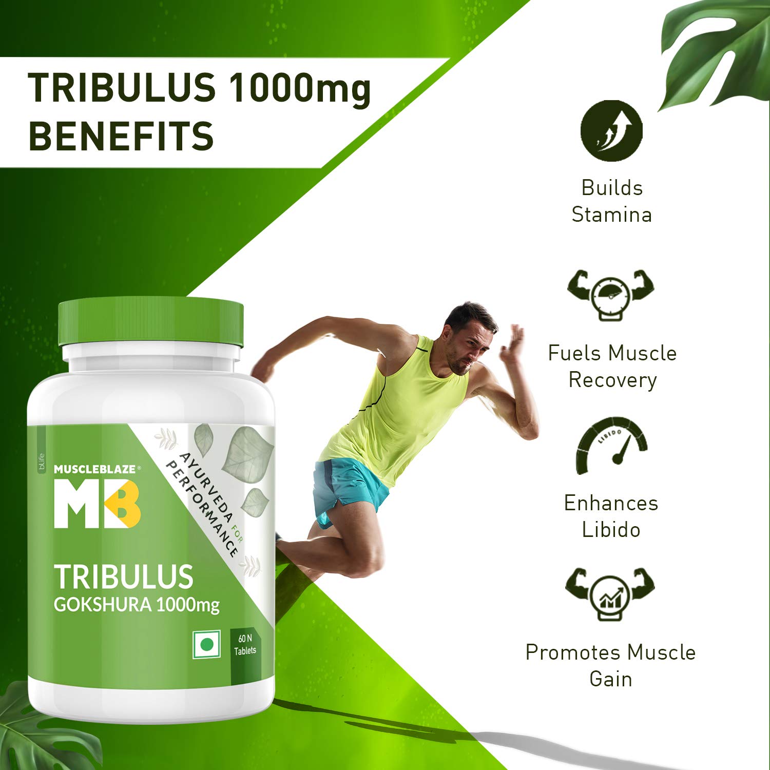MuscleBlaze Ayurveda Tribulus Gokshura 1000mg, 60 tablet(s) - Health Core India