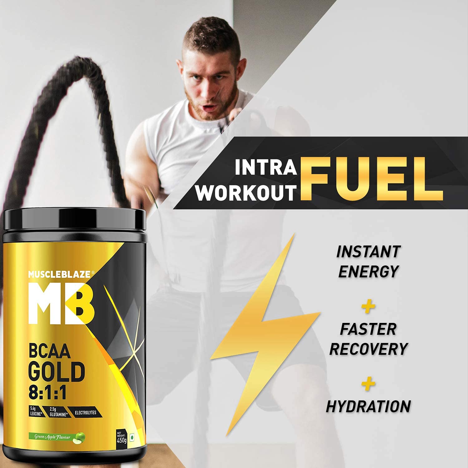 MuscleBlaze BCAA Gold 8:1:1 (450 gm, 30 Servings) - Health Core India