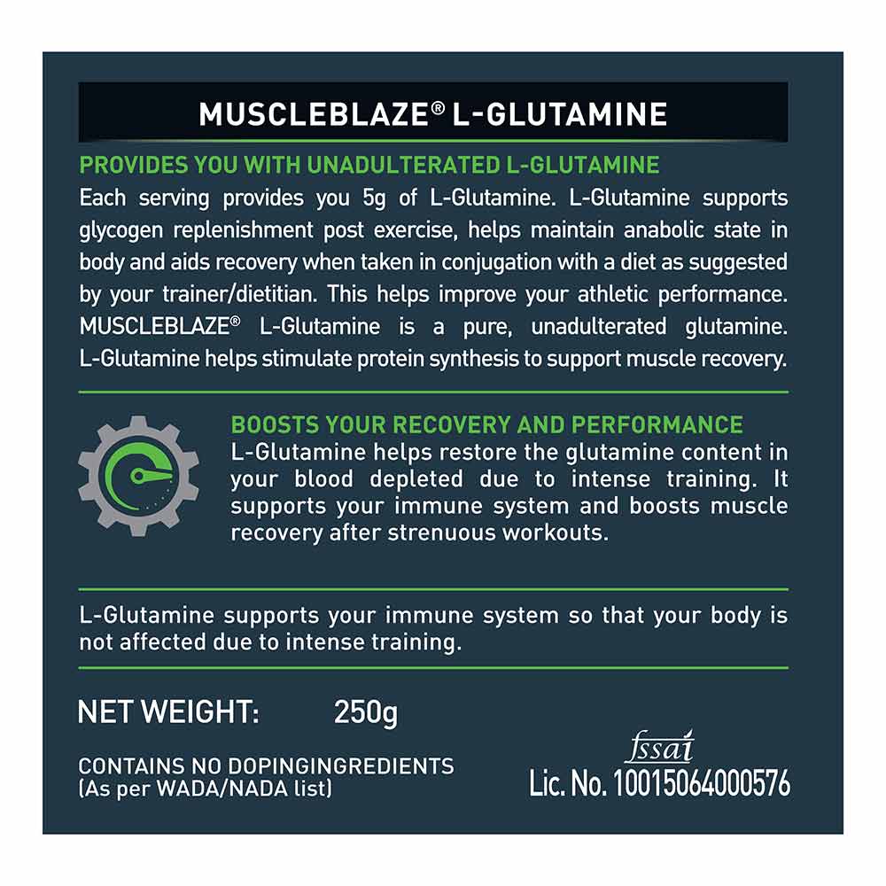 MuscleBlaze L-Glutamine, 250 g - Health Core India