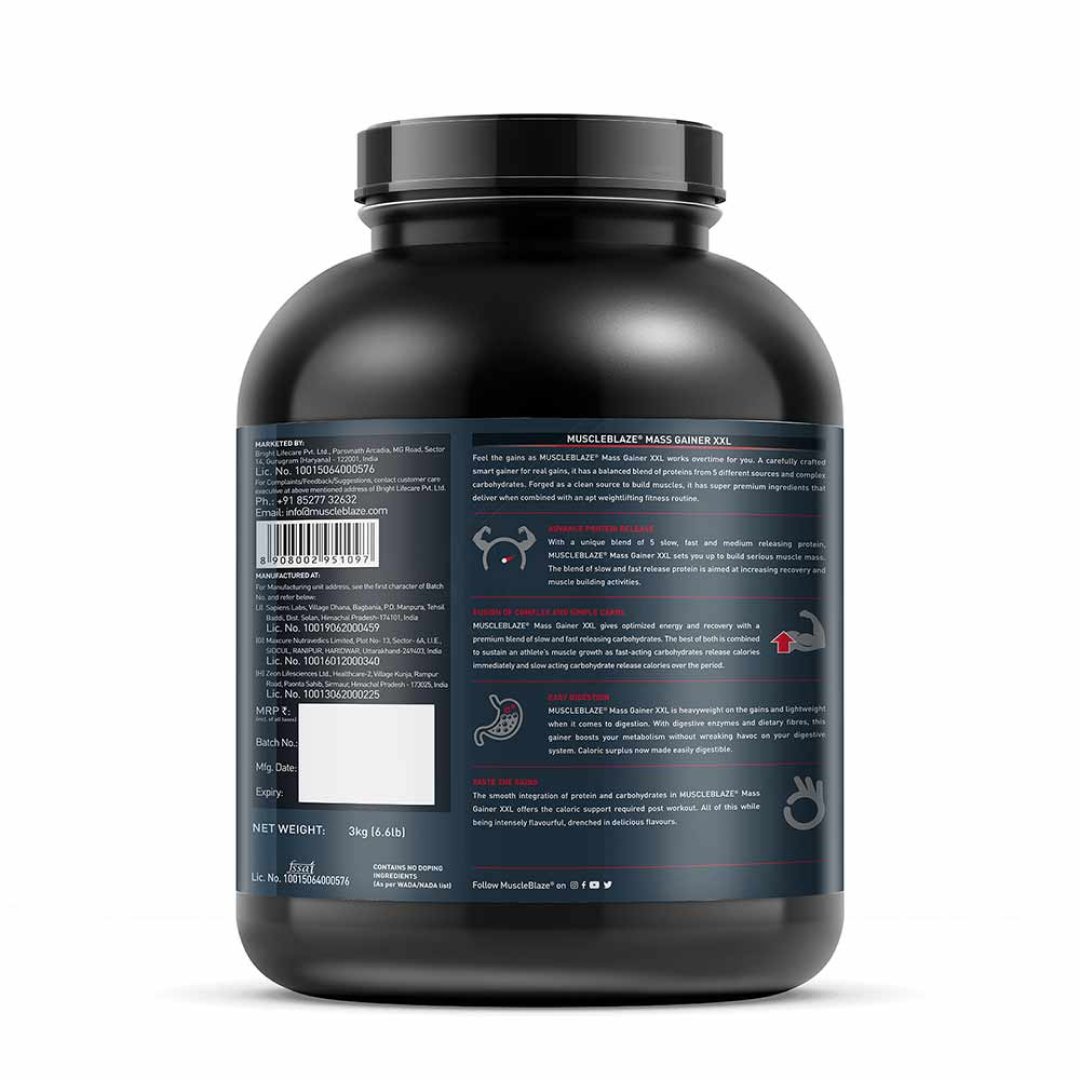 MuscleBlaze Mass Gainer XXL, 3 kg - Health Core India