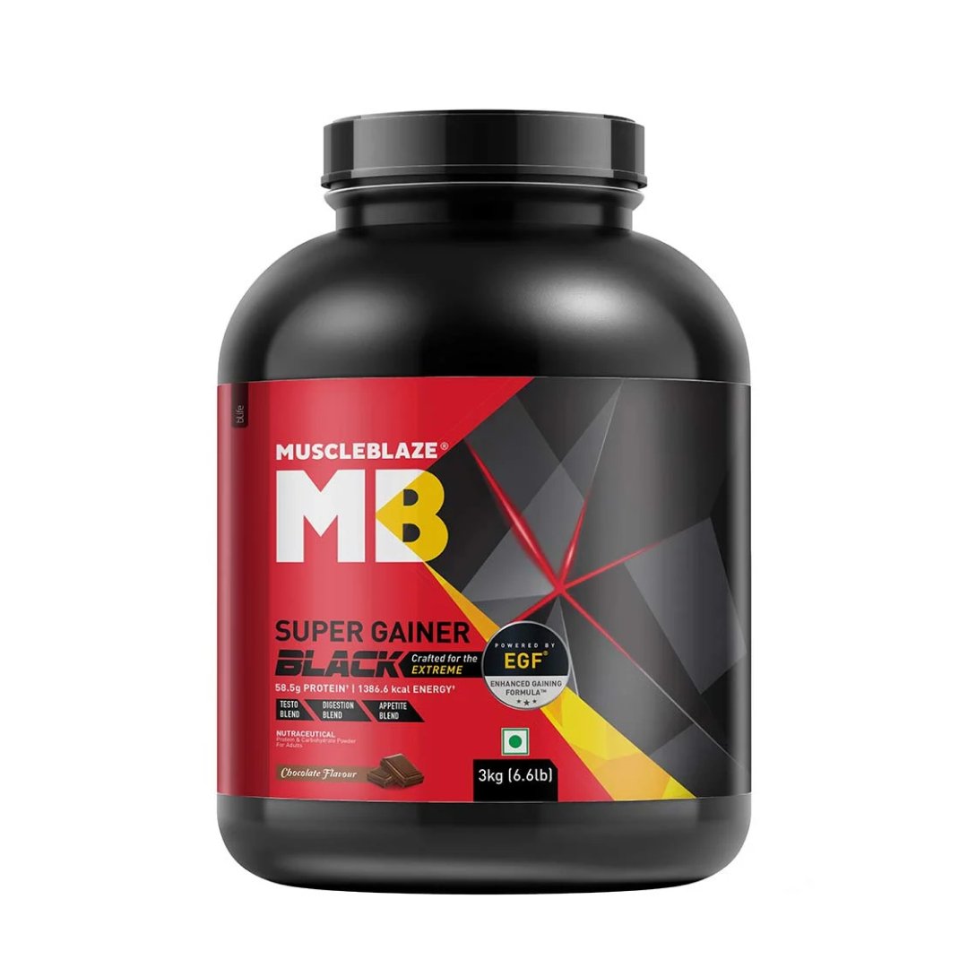MuscleBlaze Super Gainer Black, 3 kg - Health Core India