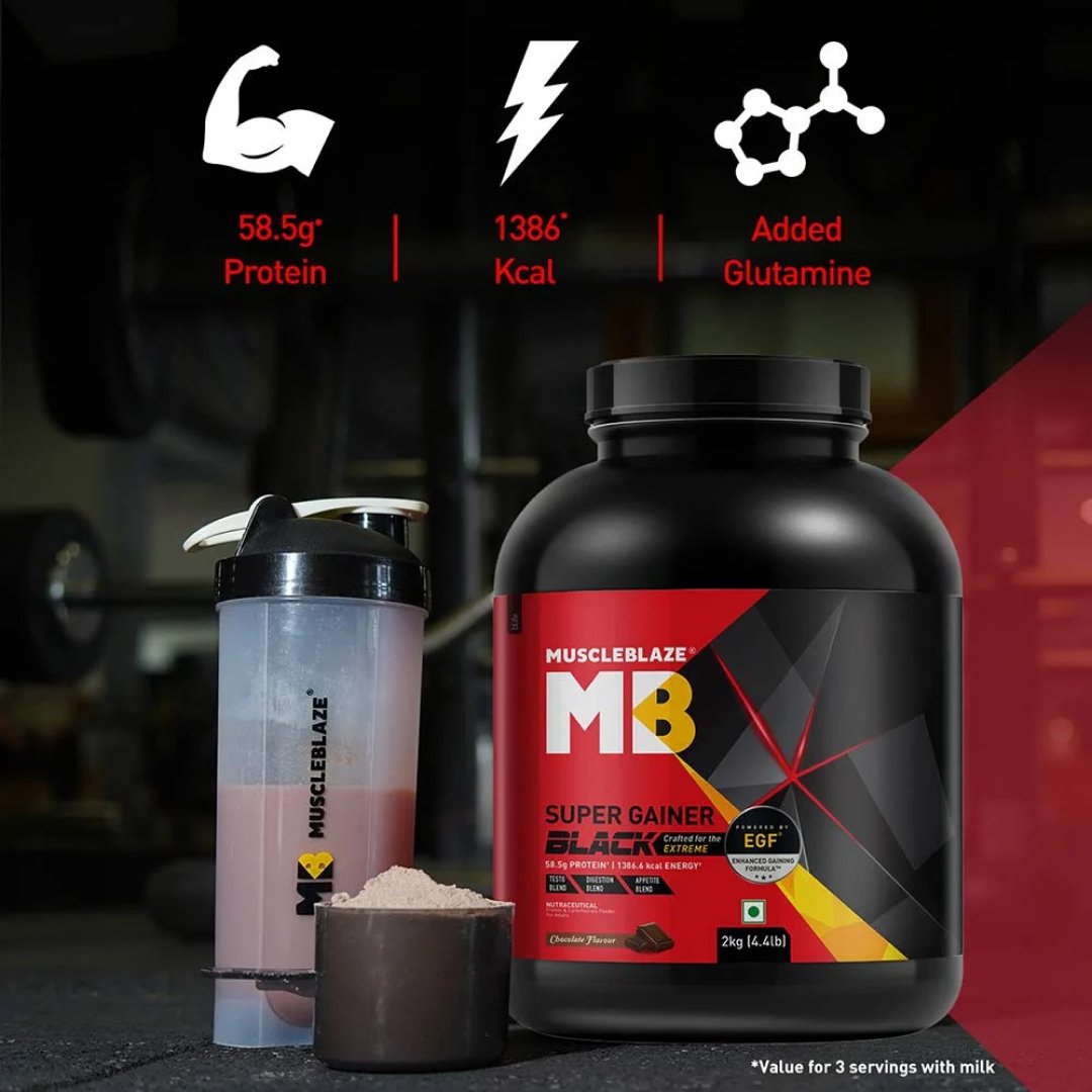 MuscleBlaze Super Gainer Black, 3 kg - Health Core India